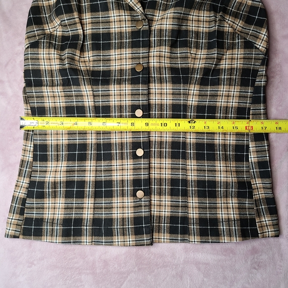 Anthropologie Pilcro Black and Tan Plaid Halter Backless Blouse - Picture 11 of 14